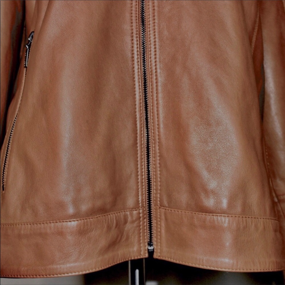 Bernardo Saddle Brown Leather Quilt Moto Jacket 3X - Picture 13 of 16